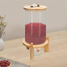 Rice Dispenser, Oat Storage Container, Glass Grain Container, Cat Food Container, Airtight Storage Jars With Bamboo Lids, Spice Jar Set, Kitchen Storage Jars For Spices, Coffee, Sugar, Grains, 7.5 L - 紫紅色 - 查看 4