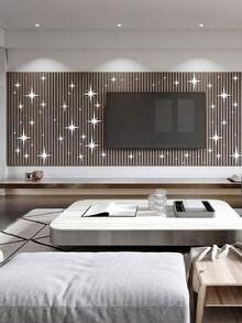 82 件/包星形设计镜面墙贴亚克力镜面墙贴可移除自粘适用于家庭、客厅、浴室、卧室装饰、DIY 墙面背景布置、家居装饰、房间装饰 - 彩色 - 查看 9