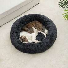 1 pieza Cama para mascotas con forma de rosquilla, Almohadilla y Casa para Gatos - Suave y Esponjoso Pelaje Sintético, Cálido y Suave, Adecuado para Perros y Gatos Pequeños, Medianos y Grandes. - Gris Claro - Ver 4