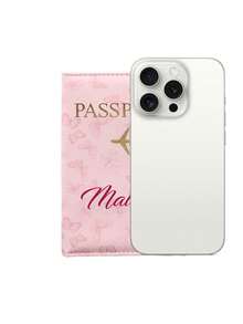 可定制迷你护照夹，可印制姓名和图案，旅行证件收纳包和卡包，适合送礼和日常使用，时尚耐用，适合旅行和商务场合，是送给家人、朋友、情侣、生日、节日、圣诞节的理想礼物。 - 粉色 - 查看 7