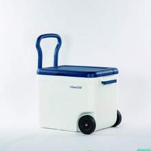 1 件 48QT 超大容量冷藏箱，户外烧烤运动赛事保温箱，露营房车冰桶，商用和家用便携式轮式冷冻箱，冰块冷却耐用，适用于海滩、野餐、户外露营、杂货、划船 - 藍白色 - 查看 7