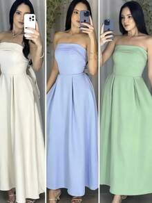 Elegant Long Tailored Dress - 薄荷綠 - 查看 3