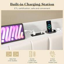 Full/Queen/King Size Storage Bed Frame With Headboard, Bookcase Shelf Design With 4 Drawers And Built-In Charging Station, Modern Platform Bed, No Box Spring Required, White - Xem 7