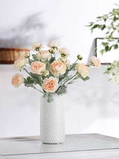 3pcs Champagne Artificial Peony Flowers, Ranunculus Silk Flowers, Bulk Fake Flowers For Floral Arrangements, Home Table Decor, Room Decor, Bedroom Decor, Fall Decor