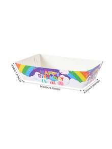 10/24 pièces Boîtes alimentaires pour anniversaire avec motifs nuages arc-en-ciel et joyeux anniversaire, boîtes à frites, boîtes à pop-corn, boîtes à pop-corn, décoration de fête d'anniversaire et boîtes à collations pour soirée cinéma, convient pour boîte à déjeuner, boulangerie, burger restaurant - Multicolore - Voir 2