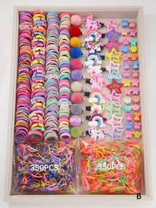 907 件/套女孩彩色蝴蝶发夹，可爱公主发饰，高弹耐用无损发带，发圈，婴儿发饰，多功能鸭夹，适合日常使用，礼物 - 彩色 - 查看 16