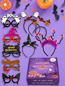 10Pcs Halloween Novelty Letter Ghost Spooky Little Devil Glasses Set, Funky Adjustable Eyewear With Playful Alphabet Ghost Charms, Cosplay Accessories For Halloween Parties Costume Contest Trick Or Treat, Perfect For Spooky Photo Booths Themed Events Festive Gatherings, Great Gift For Friends Family Colleagues Who Love Unique Fashion, Home Decor Room Decor Halloween Decor