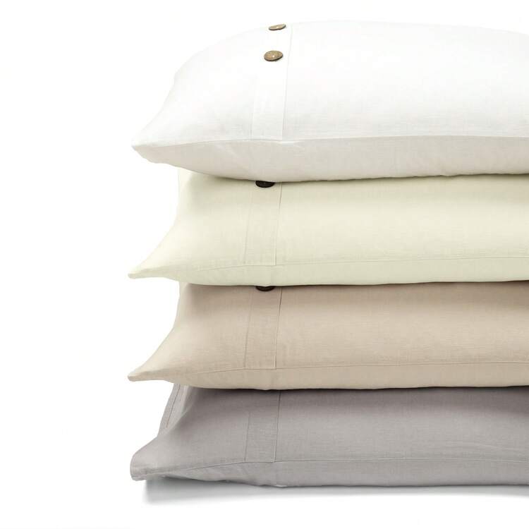 Belgian Flax Prewashed Linen Rich Cotton Blend Duvet Cover White 3Pc Set King/Cal King Halloween-Fall Decor-Room Decor - White - View 4