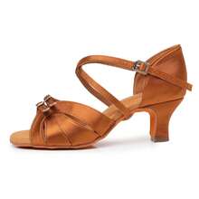 1 Pair Women's Latin Dance Shoes, Adult Practice Shoes For Competition, Examination, Dance Studio, Party, Latin Dance Shoes - Brown - View 3