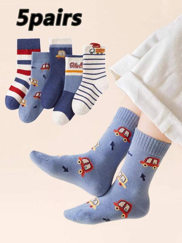 5 أزواج من الجوارب المتوسطة السمك والناعمة والقابلة للتنفس للأطفال، مناسبة للربيع والخريف، للمدرسة والأنشطة الخارجية