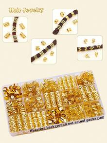 70颗波西米亚风迷你脏辫珠，复古镂空金属发夹，辫子发饰，爪子，夹子，发卡 - 金色 - 查看 6