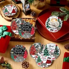 1set/10sets 4pcs/Set Christmas Santa Claus, Christmas Bell, Christmas Snowflake, Christmas Reindeer, Christmas Tree, Snowman, Christmas Penguin Coasters, Polyester Rubber Coaster Set, Ideal For Holiday Parties, Bars, Offices And Homes, All Occasions, Size: 3.94 Inches X 3.94 Inches