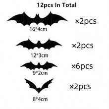 Bat Decorations - 3D Bat Wall Stickers, 4 Sizes, Reusable For DIY, Bathroom, Bar, Office, Indoor, Halloween Party Supplies, Home Decor Fall Autumn,Christmas - Multicolor - View 11