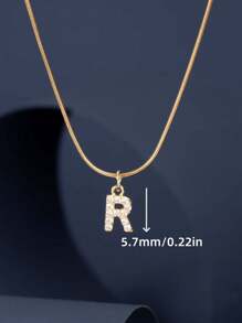 1 件时尚 14K 镀金不锈钢泡泡波西米亚风格 26 个字母 A-Z 吊坠和 26 件铜方晶锆石吊坠，金项链首饰，两种款式可选，适合女性四季日常佩戴 - 彩色 - 查看 5