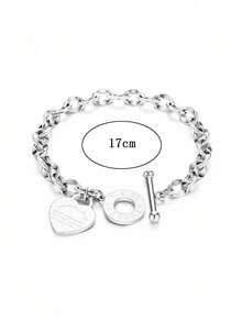1pc Stainless Steel Fashionable, Versatile, Minimalist, Luxury, Niche Design, Ins Style, Delicate Rhinestone Heart Shaped Bracelet, Ideal Gift For Girlfriend, Student, Daily Wear