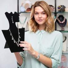 1件优雅珠宝展示架，适用于项链、耳环和吊坠 - 完美的节日珠宝展示道具，理想的圣诞礼物，适合特殊场合的时尚收纳架，用这款别致的展示方案提升您的珠宝收藏，非常适合新年庆祝活动和情人节惊喜，为您的家居装饰增添一丝魅力，完美展示您最喜爱的配饰，时尚爱好者和送礼者的必备之选。 - 黑色 - 查看 6