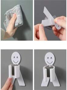 1pc Mop Rack, Smiling Mop Rack, Multi-Functional Mop Hook, Bathroom Mop Hook, Traceless Wall Glue Hook,Bathroom Accessories - Multicolor - View 6