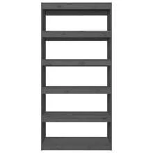 Bücherregal/Raumteiler Grau 80x30x167, 4 cm Massivholz Kiefer - Grau - Übersicht 4