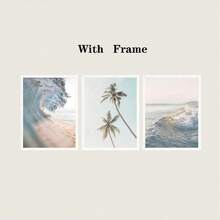 Bộ 3 tranh phong cảnh biển trên vải bố - Tranh trang trí sóng biển hiện đại cho phòng khách, phòng ngủ, phòng làm việc tại nhà và phòng ăn - Tranh phong cảnh đương đại, tranh treo tường, khung tranh tùy chọn - Nhiều màu - Xem 16