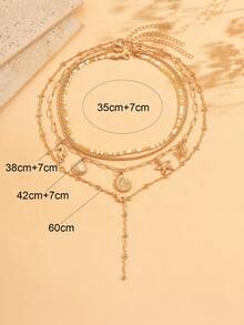 4 件套波西米亚风格时尚百搭串珠项链，配有手工制作的各种海洋生物吊坠，女士多层 Y 形长项链，适合日常佩戴、度假、约会、派对 - 彩色 - 查看 4