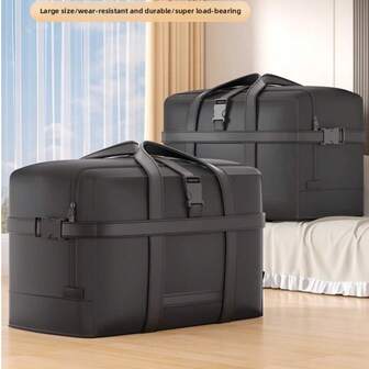 大号牛津布行李袋，防水随身携带周末过夜行李收纳袋，适用于航空、旅行、露营、搬家度假商务、耐磨和撕裂手提箱，可折叠放入衣柜抽屉式储物旅行必需品度假行李袋行李箱旅行包女士