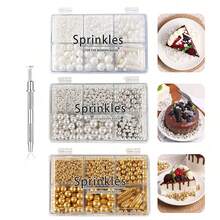 خليط من الرش السكري الفضي - حبات حلوى قابلة للأكل مع قلم رش ذو 4 مخالب، 118 جرام/4.16 أونصة، عبوة هدايا، ديكورات كعكة، إضافات آيس كريم وزينة البسكويت، لوازم حفلات الزفاف وعيد الميلاد