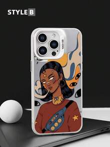 Illustrated Character Pattern Phone Case, Shockproof Creative Matte Frosted Phone Cover, Holiday Gift For Kids, Compatible With IPhone, Infinix, Honor, Vivo, Redmi, OPPO, Realme - Multicolor - View 4