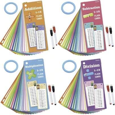 15pcs Reusable 0-12 Multiplication Table Math Learning Cards For Children
