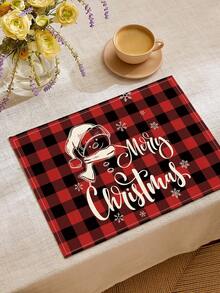 1pc Christmas Pattern Printed Table Runner, 4pcs Christmas Pattern Printed Placemats, Suitable For Holidays, Parties, Birthdays, Dinners, Kitchen & Dining Room Table Decor, All Season Home & Living Decor