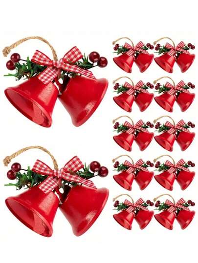 4pcs Iron Christmas Decoration Bells, 4 Different Colors, Decorated With Lace Mesh And Berry Patterns. They Have A Wind Chime-Like Effect, Creative Men's Gift, Personalized Gift, Suitable For Valentine's Day, Easter, New Year, For Both Men And Women.