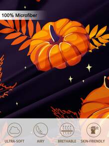 3pcs/Set Halloween Maple Leaves Pumpkin Digital Print Duvet Cover Set(1 Duvet Cover & 2 Pillowcase)Soft And Skin-Friendly Duvet Cover Bedding Set For Home, All Season Bed Sheets Set Halloween Gift - Multicolor - View 5