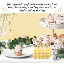 46/18/1pc 迷你酒瓶，透明塑料果汁瓶，配金色、银色和黑色螺旋盖，以及黑色婚礼主题标签，适用于婚礼派对用品、生日派对、新娘送礼会、派对装饰 - Transparent - 查看 4