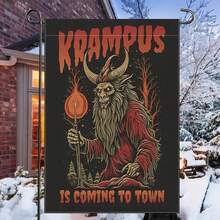 Krampus Gothic Christmas Garden Flag - Double-Sided Durable Polyester Outdoor Yard Decor, 18x12 Inch, Fits Standard Flagpoles, Electricity-Free, Pack Of 1