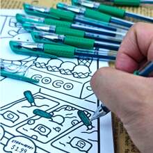 European Standard Pens Of Green/Purple Special Colors Gel Pen -0.5mm Tip, Smooth Writing, Green Ink, Durable Ink - Perfect Office Supplies/School Supplies