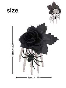 1pc Halloween New Black Rose Ghost Hand Side Clip - Themed Party Halloween Spooky Spider Ghost Hand Funny Hair Accessory - Multicolor - View 4