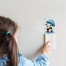 创意鸟巢、鸟妈妈和宝宝开关贴、可爱熊猫拿着雨伞开关墙贴，适用于酒店、家庭、办公室、客厅、卧室，可移除 PVC 墙贴 - 彩色 - 查看 10