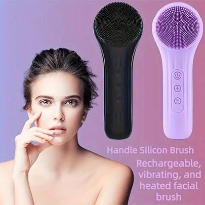 Cepillo de limpieza facial eléctrico de 600mAh, cuidado de belleza personal, portátil, suave en la piel, cabezal de cepillo de silicona suave para limpieza profunda, exfoliación y masaje
