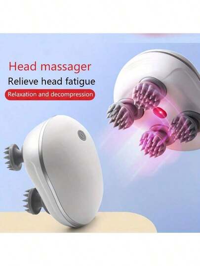 Electric Scalp Massager, Type-C Charging (Includes 1200mAh Lithium Battery). 3 Speed Levels, One-Touch Switching. ABS Material, With 4 Detachable Silicone Massage Claws. Suitable For Head, Neck, Arms And Legs Massage. Essential For Massage And Stress Relief. Holiday Gift.