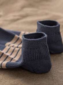 5pairs/Pack Random Mixed Men's Short Ankle Socks, No Show Socks, Summer Sports Breathable Deodorant Loafer Socks Lightweight Casual Socks