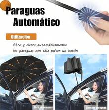 Sombrilla Automática para Sol y Lluvia UPF50+, Paraguas Reforzado Hombres y Mujeres, Superficie Extragrande de 120cm, Apertura/Cierre con un Botón, Adecuada para 2-3 Personas - Negro/Beige/Rojo/Azul - Negro - Ver 12