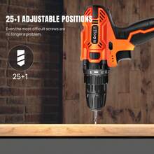 DayPlus 21V Cordless Power Drill Set Electric, Cordless Screwdriver Drill Set, 25+1 Torque, Li-Ion Battery&Fast Charger, 3/8" Keyless Chuck Driver Tool, LED Work Light, For Home And Garden DIY Project Kit, Home - 美規A型插(110-127V) - 查看 9