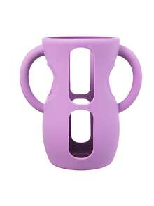 1个硅胶套，适用于天然玻璃婴儿奶瓶，硅胶材质，易握手柄，防摔保护，兼容4/8盎司玻璃瓶 - 彩色 - 查看 20