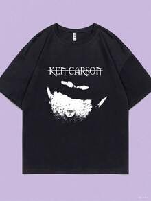 Rapper Ken Carson Playboi Cartin Short Sleeve Men's Hip Hop Rock Style T Shirts Male Casual Oversize - màu đen - Xem 1