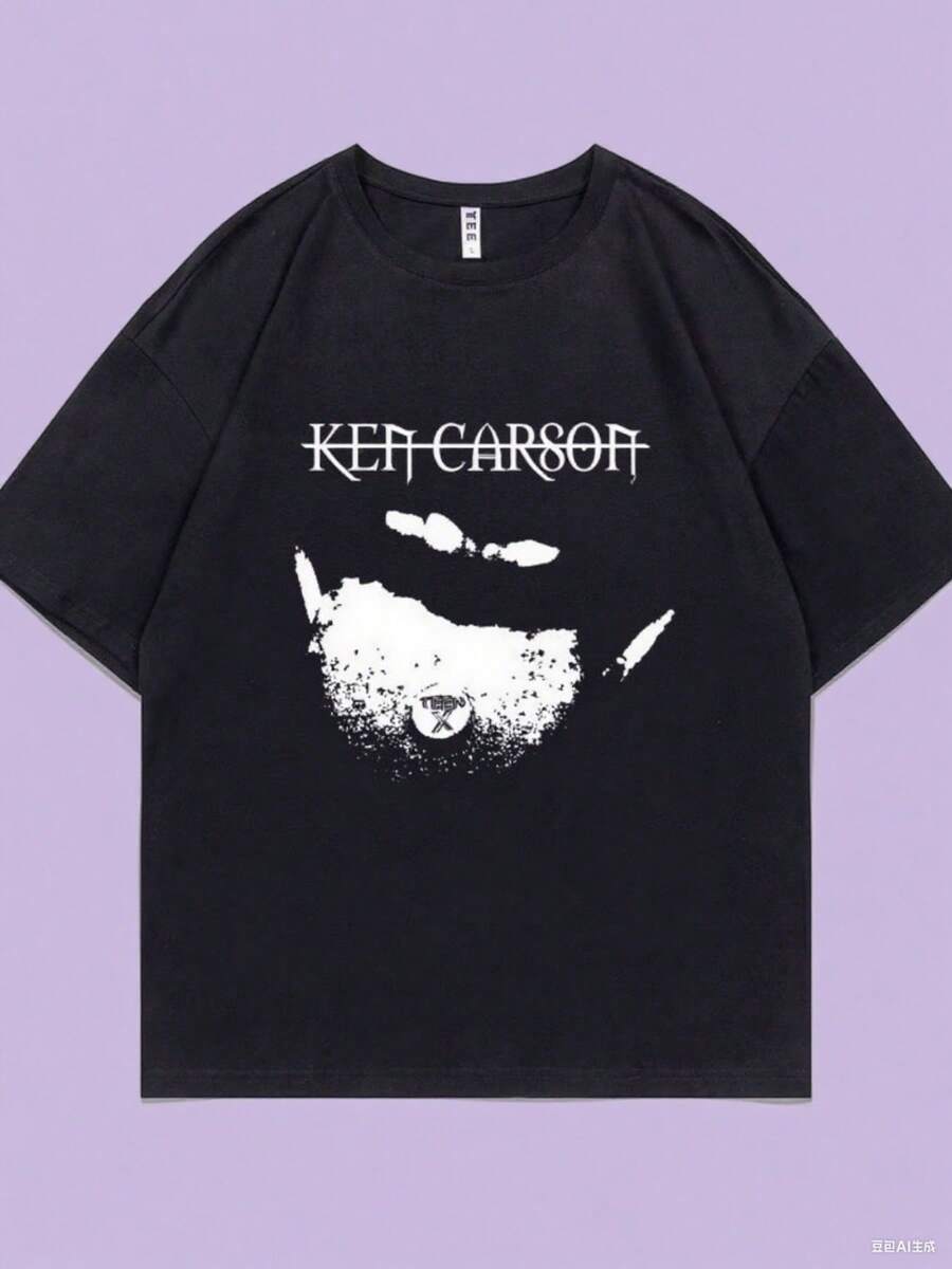 Rapper Ken Carson Playboi Cartin Short Sleeve Men's Hip Hop Rock Style T Shirts Male Casual Oversize - màu đen - Xem 1