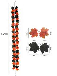 1件26片装，长约200厘米，人造枫叶，优雅的秋季花环枫叶，悬挂式植物绿色装饰，适用于卧室、家居墙壁、派对拱门、公寓房间装饰，非常适合感恩节装饰、家居、婚礼、壁炉和圣诞节！秋季装饰，秋季 - 彩色 - 查看 8
