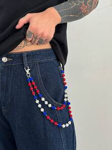 1pc Bohemian Style Sparkling Faux Pearl Beaded Multi-Layer Tassel Waist Chain/Body Chain, Fashion Hiphop, Vacation Party, Casual Daily, Street Snap, Wedding Party, Unisex Charm Jewelry Waist Chain Gift - Rhinestone Waist Chain - View 15