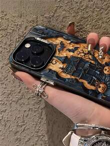 Teléfono con diseño de castillo de calabaza para Halloween. Compatible con phone 16, 15, 14, 13, 12, 11, Pro, X, XS, Plus, S22/23/24 Ultra/FE+. - Multicolor - Ver 2
