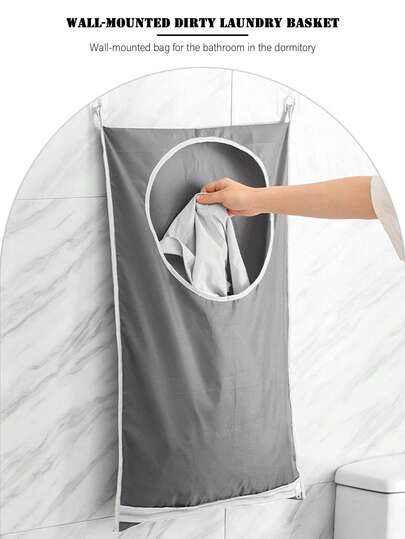 Wall-Mounted Dirty Clothes Hamper For Student Dorm Bathroom, Waterproof Fabric Laundry Bag, Wall-Mounted Storage Pouch