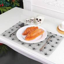 1 pieza Tapete de mesa con encaje de telaraña y murciélagos de Halloween, cubierta decorativa para mesa de fiesta - Multicolor - Ver 4