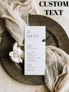 1 件/10 件/20 件定制优雅简约婚礼菜单 - 现代脚本，铜版纸，10x23 厘米，有 1 件、10 件或 20 件可供选择，可编辑的招待晚宴菜单，简约婚礼晚宴菜单 - 非常适合优雅的婚宴、新娘送礼会、订婚派对和周年纪念 - 送给新娘办公室、茶室、家庭、浴室、餐厅、圣诞节的理想礼物 - 彩色 - 查看 3